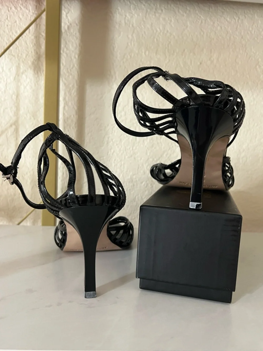 Antonio Melani Caged Patent Leather Strappy Heels - Picture 5 of 5
